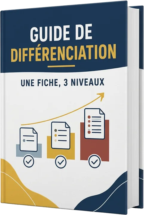 Livre 3D du bonus Guide de Différenciation — Une Fiche, 3 Niveaux